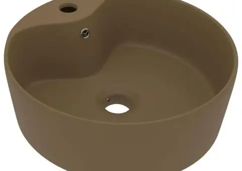 Chiuvetă de lux cu preaplin, crem mat, 36 x 13 cm, ceramică - 2/5