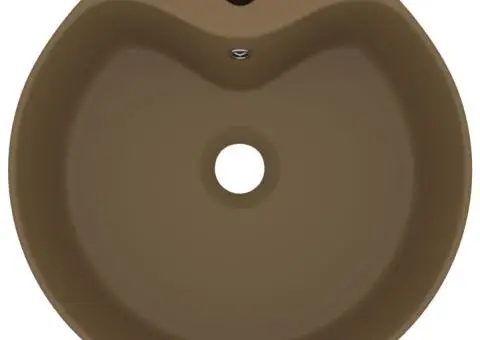 Chiuvetă de lux cu preaplin, crem mat, 36 x 13 cm, ceramică - 3/5