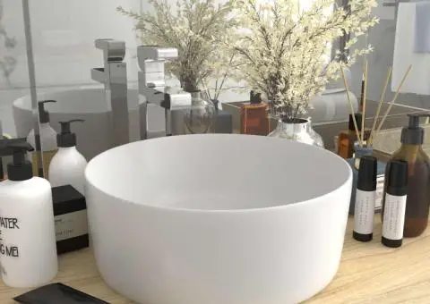 Chiuvetă de baie lux, alb mat, 40 x 15 cm, ceramică, rotund - 1/5