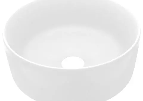 Chiuvetă de baie lux, alb mat, 40 x 15 cm, ceramică, rotund - 2/5