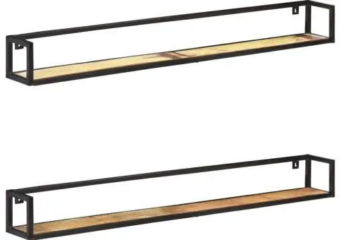 Rafturi de perete, 2 buc., 160 cm, lemn masiv reciclat - 1/5
