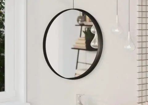 Oglindă suspendată cu agățătoare, negru, 50 cm - 1/5