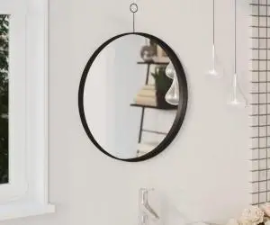 vidaXL Oglindă suspendată cu agățătoare, negru, 50 cm