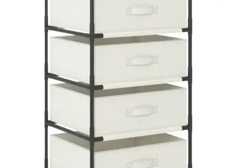 Raft de depozitare cu 4 coșuri textile, bej, oțel - 1/5