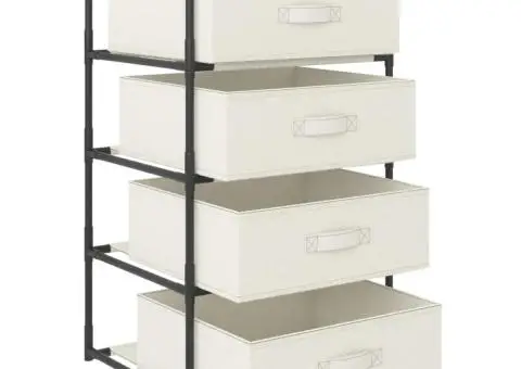 Raft de depozitare cu 4 coșuri textile, bej, oțel - 3/5