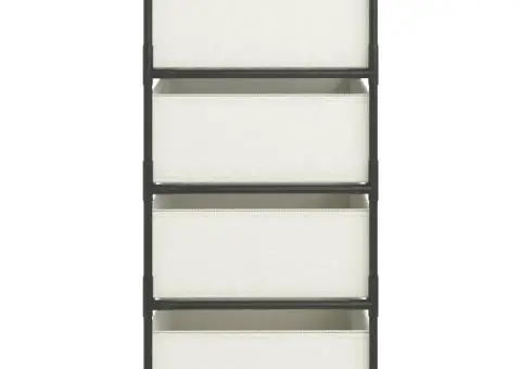 Raft de depozitare cu 4 coșuri textile, bej, oțel - 4/5