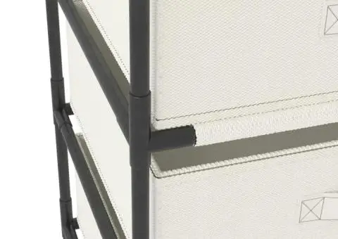 Raft de depozitare cu 4 coșuri textile, bej, oțel - 5/5