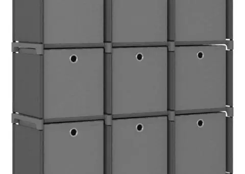 Raft 9 cuburi cu cutii, gri, 103x30x107,5 cm, material textil - 1/5