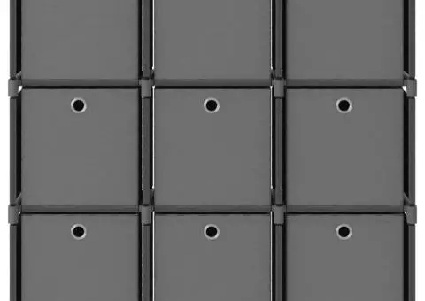 Raft 9 cuburi cu cutii, gri, 103x30x107,5 cm, material textil - 2/5