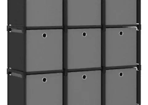 Raft 9 cuburi cu cutii, negru, 103x30x107,5 cm, material textil - 1/5