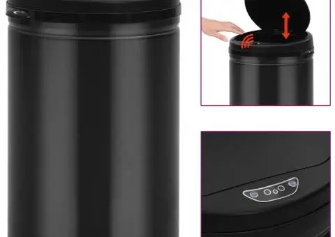Coș de gunoi automat cu senzor, 30 L, negru, oțel carbon - 1/5