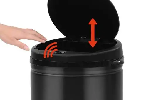 Coș de gunoi automat cu senzor, 30 L, negru, oțel carbon - 5/5