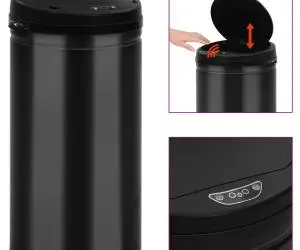 vidaXL Coș de gunoi automat cu senzor, 50 L, negru, oțel carbon