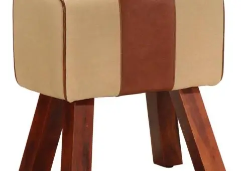 Bancă Bok gimnastică maro 38 cm piele naturală/lemn masiv mango - 1/5