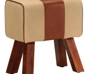 vidaXL Bancă Bok gimnastică maro 38 cm piele naturală/lemn masiv mango