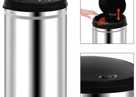 Coș de gunoi automat cu senzor, 40 L, oțel inoxidabil - 1/5