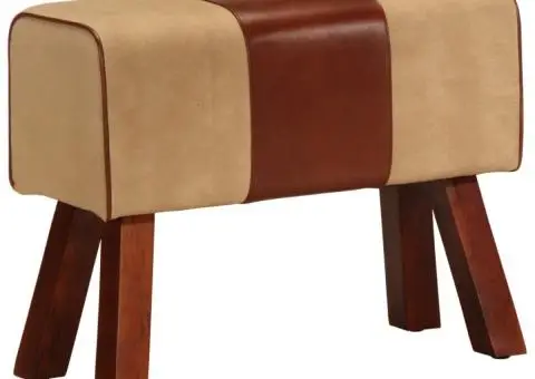 Bancă Bok gimnastică maro 58cm piele naturală/lemn masiv mango - 1/5