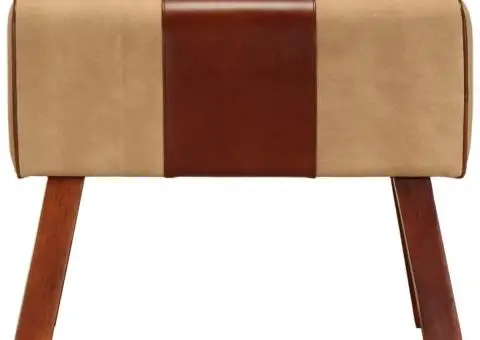 Bancă Bok gimnastică maro 58cm piele naturală/lemn masiv mango - 2/5