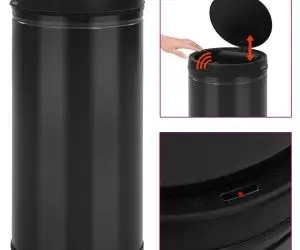 vidaXL Coș de gunoi automat cu senzor, 70 L, negru, oțel carbon