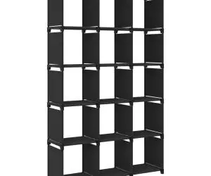 vidaXL Raft expunere, 15 cuburi, negru, 103x30x175,5 cm, textil