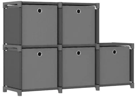 Raft 5 cuburi cu cutii, gri, 103x30x72,5 cm, material textil - 1/5
