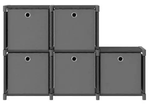 Raft 5 cuburi cu cutii, gri, 103x30x72,5 cm, material textil - 2/5