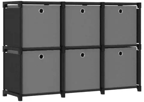 Raft expunere, 6 cuburi + cutii, negru, 103x30x72,5 cm, textil - 1/5