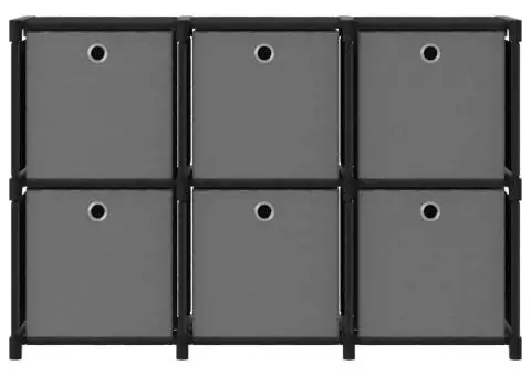 Raft expunere, 6 cuburi + cutii, negru, 103x30x72,5 cm, textil - 2/5