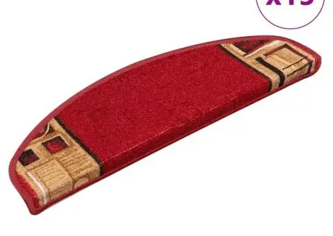 Covorașe scări autoadezive, 15 buc., roșu, 65 x 21 x 4 cm - 1/5