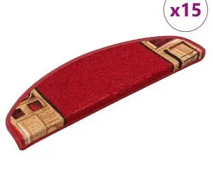 vidaXL Covorașe scări autoadezive, 15 buc., roșu, 65 x 21 x 4 cm