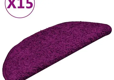 Covorașe pentru trepte scară, 15 buc., roz, 56x17x3 cm - 2/5