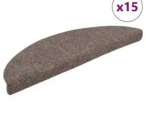 vidaXL Covorașe autoadezive pentru scări, 15 buc., 56x17x3 cm, bej, semirotunde
