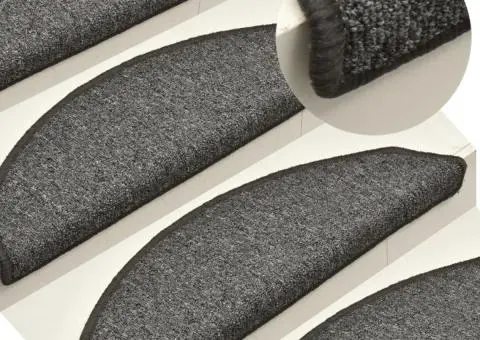 Covorașe pentru trepte scară, 15 buc., gri închis, 56x17x3 cm - 1/5