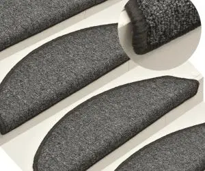 vidaXL Covorașe pentru trepte scară, 15 buc., gri închis, 56x17x3 cm
