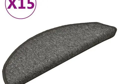 Covorașe pentru trepte scară, 15 buc., gri închis, 56x17x3 cm - 2/5