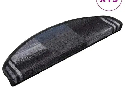 Covorașe scări autoadezive, 15 buc., negru și gri, 65x21x4 cm - 1/5