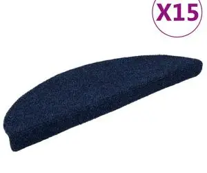 vidaXL Covorașe autoadezive pentru scări, 15 buc., 56x17x3 cm, semirotunde, bleumarin