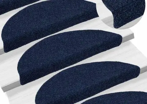 Covorașe autoadezive pentru scări, 15 buc., 56x17x3 cm, semirotunde, bleumarin - 5/5