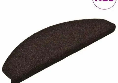 Covorașe pentru scări autoadezive, 15 buc., 65x21x4 cm, maro închis, semirotunde, mari - 2/5