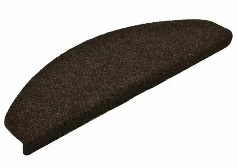 Covorașe pentru scări autoadezive, 15 buc., 65x21x4 cm, maro închis, semirotunde, mari - 3/5