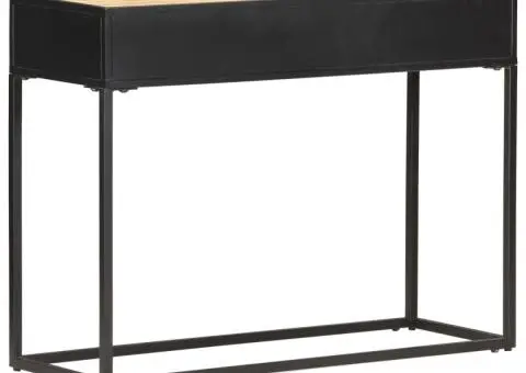 Masă consolă 100x35x75 cm lemn mango nefinisat/trestie naturală - 4/5