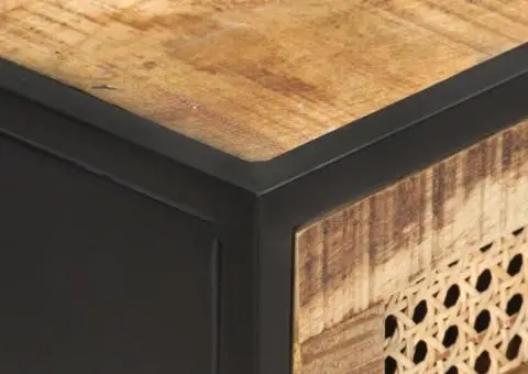 Masă consolă 100x35x75 cm lemn mango nefinisat/trestie naturală - 5/5