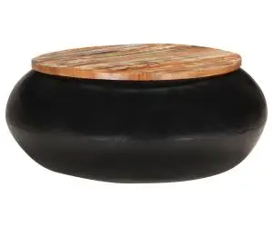 vidaXL Măsuță de cafea, negru, 68x68x30 cm, lemn masiv reciclat