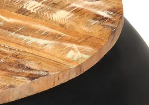 Măsuță de cafea, negru, 68x68x30 cm, lemn masiv reciclat - 3/5