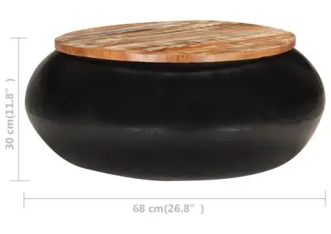 Măsuță de cafea, negru, 68x68x30 cm, lemn masiv reciclat - 5/5