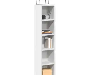 vidaXL Dulapuri CD-uri, 2 buc., alb, 21 x 16 x 93,5 cm, PAL
