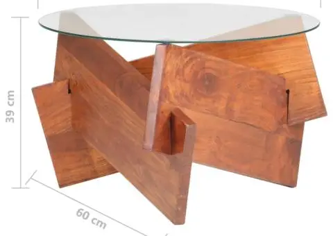 Măsuță de cafea, 60 cm, lemn masiv de acacia - 5/5