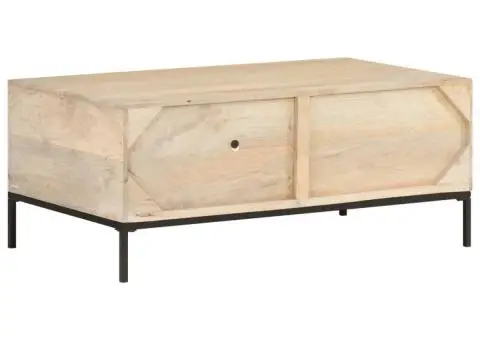 Măsuță cafea, 90x50x37 cm, lemn masiv mango și trestie naturală - 4/5