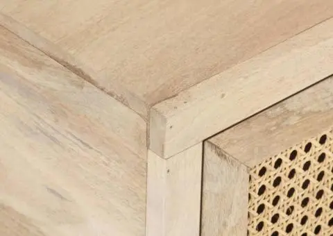 Măsuță cafea, 90x50x37 cm, lemn masiv mango și trestie naturală - 5/5