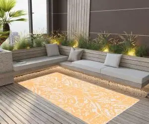 vidaXL Covor de exterior, ARAKIL portocaliu/alb, 160x230 cm, PP